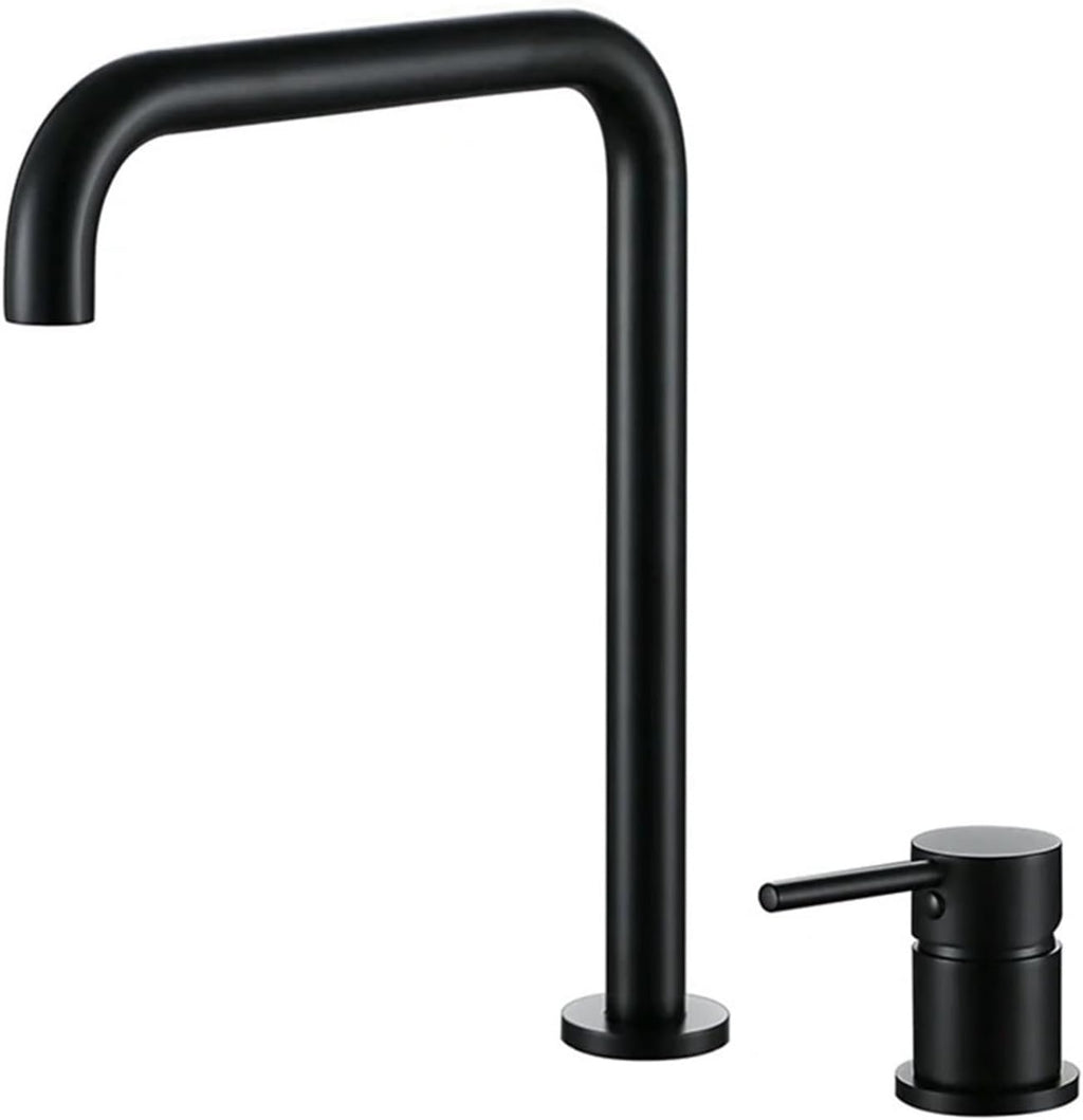 Widespread Kitchen Faucet 7 Pipe Long Water Tap Deck Mounted Kitchen Sink 360 Rotation Cold Hot Mixer(Black)
