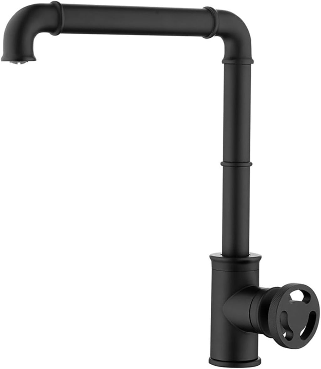 Retro Industrial Style Brass Kitchen Faucet - Hot and Cold Water Mixer Tap for Bathroom and Kitchen(Gold)