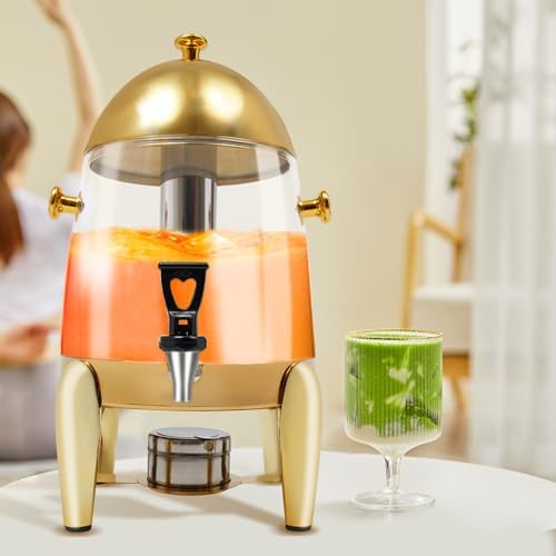 12L Hot & Cold Beverage Dispenser - 400W Insulated Drink Dispenser with Faucet for Home, Party & Bar - 3.17 Gallon Gold & Clear Water Server