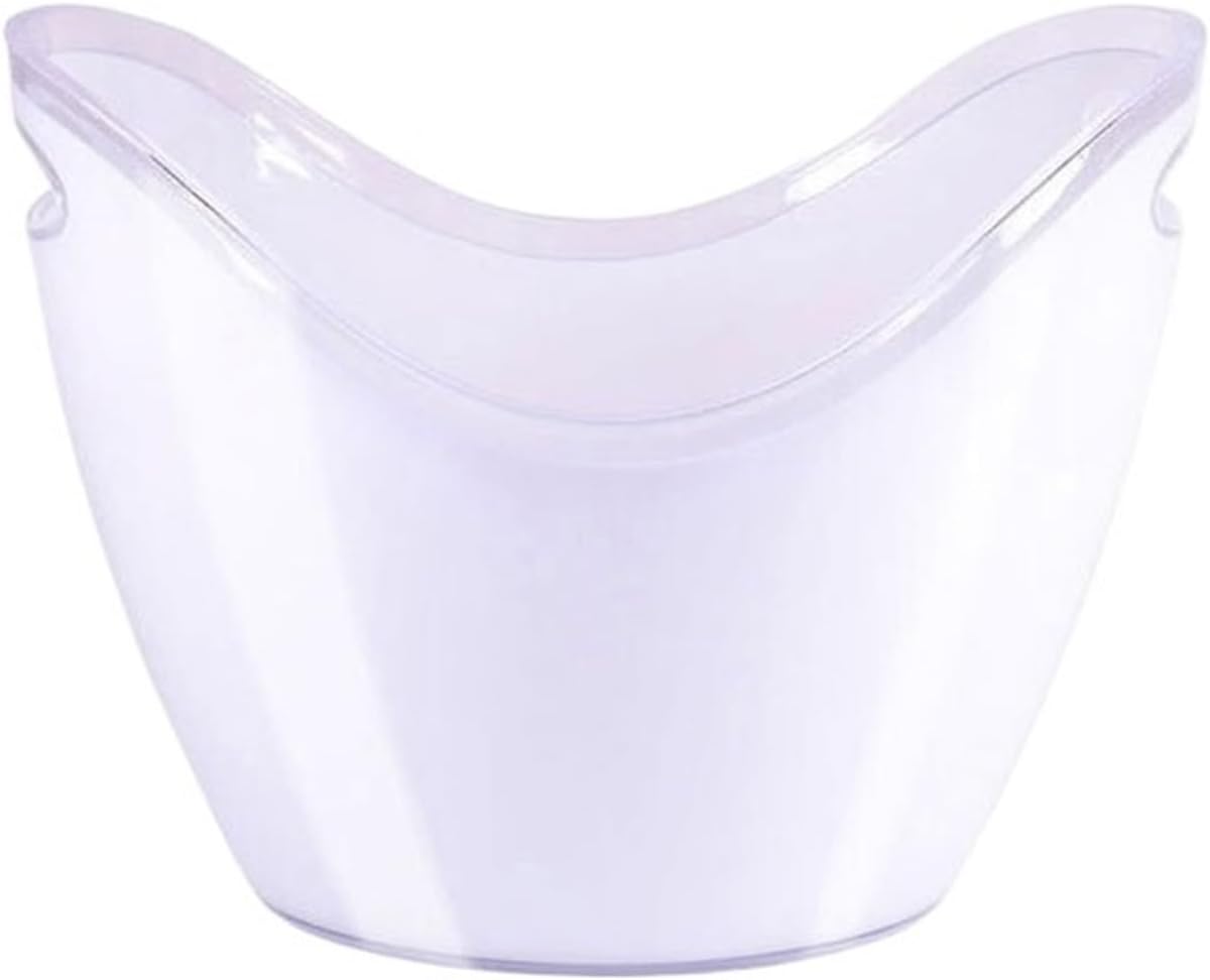 Ice Buckets 8L Acrylic Ice Bucket Tub Oval Storage Bucket Champagne Bottles for Drinks and Parties(White)
