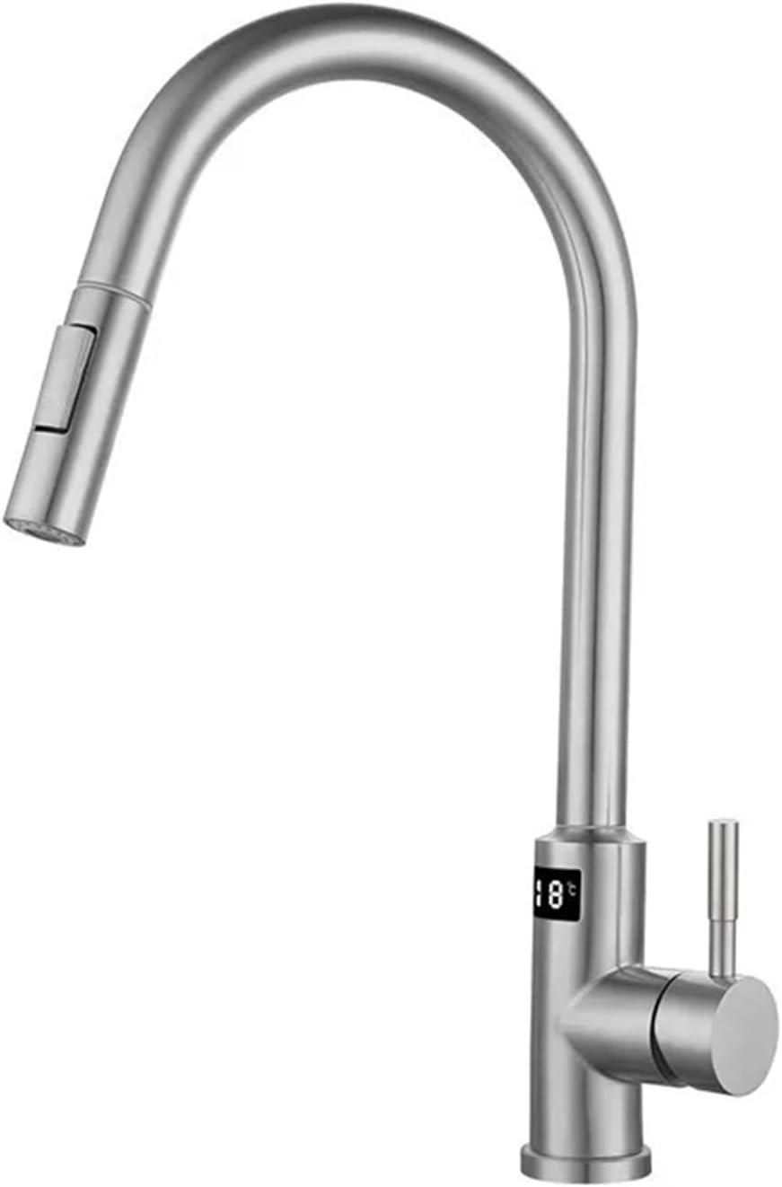 304 Stainless Steel Kitchen Faucet Touch Sensitive Hot and Cold Hydroelectricity Intelligent Faucet(Nickel)