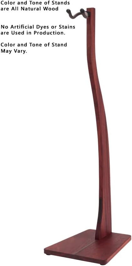 Zither Wooden Guitar Stand - Handcrafted Solid Padauk Wood Floor Stands Best for Acoustic, Electric and Classical Guitars, Made in USA