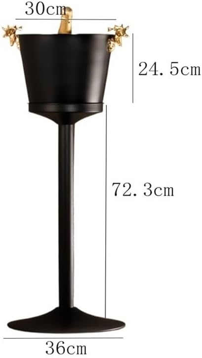 Iice Bucket, Stainless Steel Vertical Spiced Ice Bucket, Outdoor Bar Restaurant Ice Wine Dispenser, Shelf Included,Ice Bucket for Parties(Black)