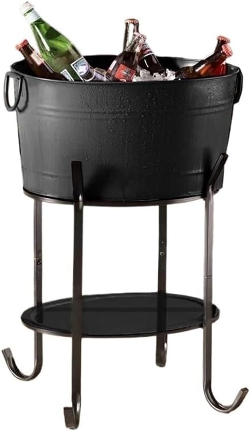 Ice Bucket, Camping Beer Ice Bucket Rack Portable Outdoor Bar Cooler Holder Ice Buckets For Parties(Black)