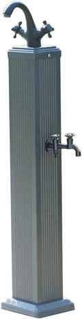 Square Water Column Garden Antifreeze Water Tap Hot and Cold Water Hose Stand with Faucet Outdoor Floor Mounted Fountain Hydrant(Grey)