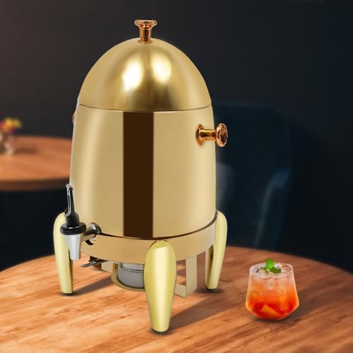 12L Hot & Cold Beverage Dispenser - 400W Insulated Drink Server with Faucet, Ideal for Home, Party & Bar Use - 3.17 Gallon Capacity (Gold & Clear)