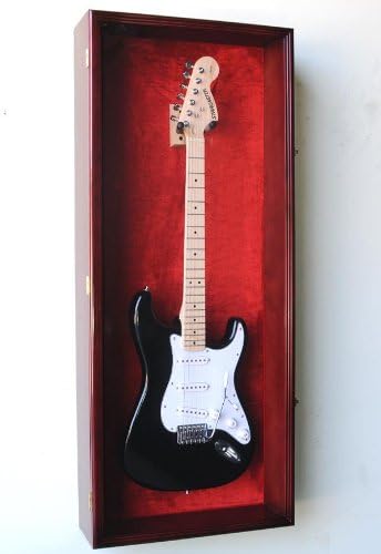 sfDisplay.com,LLC. Guitar Fender Display Case Cabinet Wall Rack w/UV Protection- Lockable -Oak