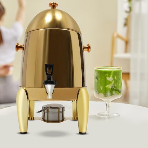 12L Hot & Cold Beverage Dispenser - 400W Insulated Drink Server with Faucet, Ideal for Home, Party & Bar Use - 3.17 Gallon Capacity (Gold & Clear)