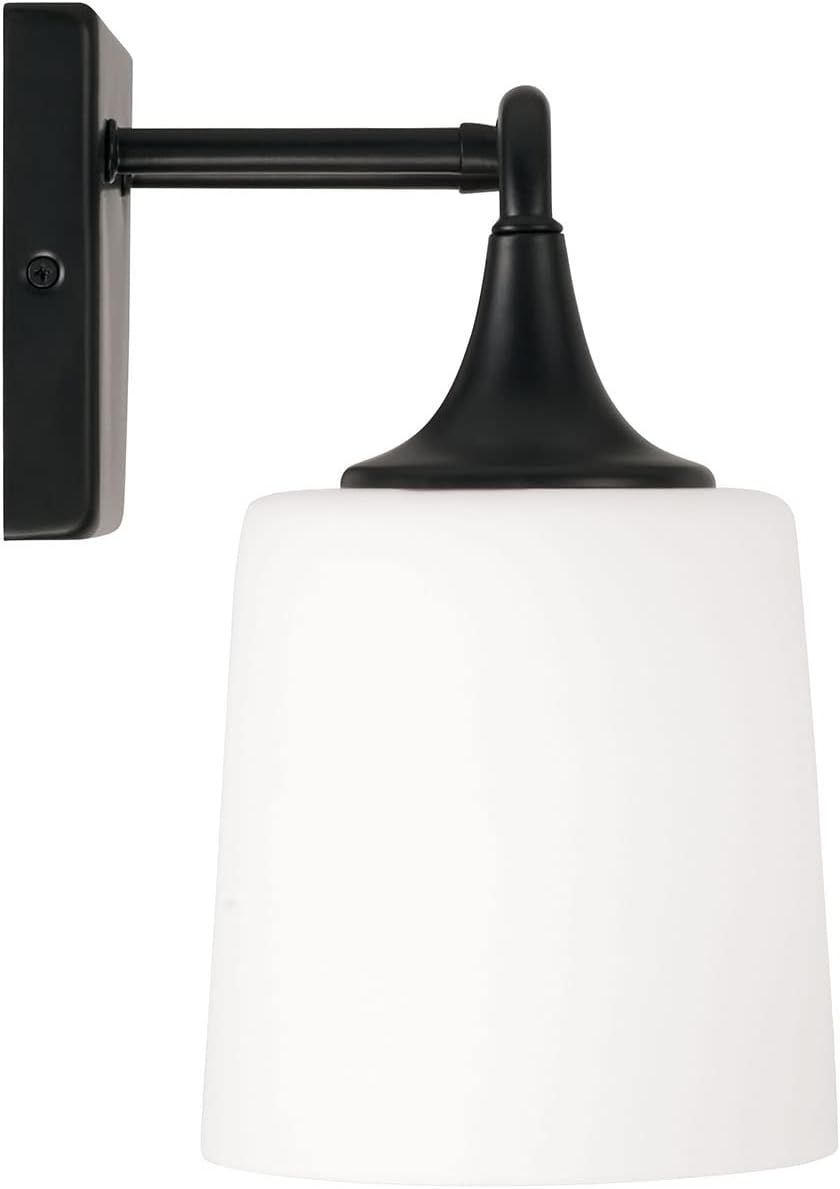 HomePlace Lighting 148931MB-541 Presley Transitional Rustic Soft White Glass Cone Vanity Light for Bathroom, 3-Light 300 Total Watts, 10' H x 26' W, Black
