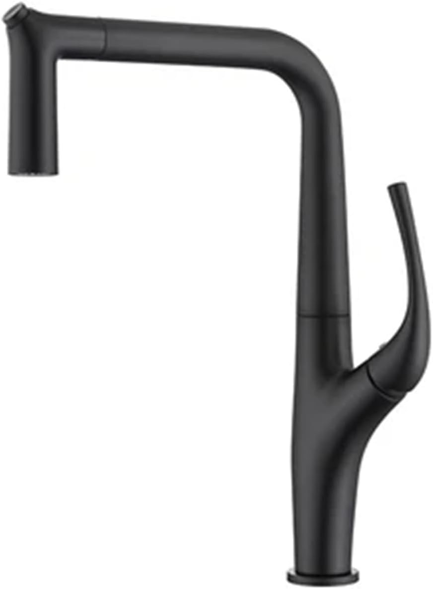 Kitchen Faucet Pull Out Single Lever Brass Rotation Hot and Cold Water Saving Decked Sink Mixer Tap(Black)