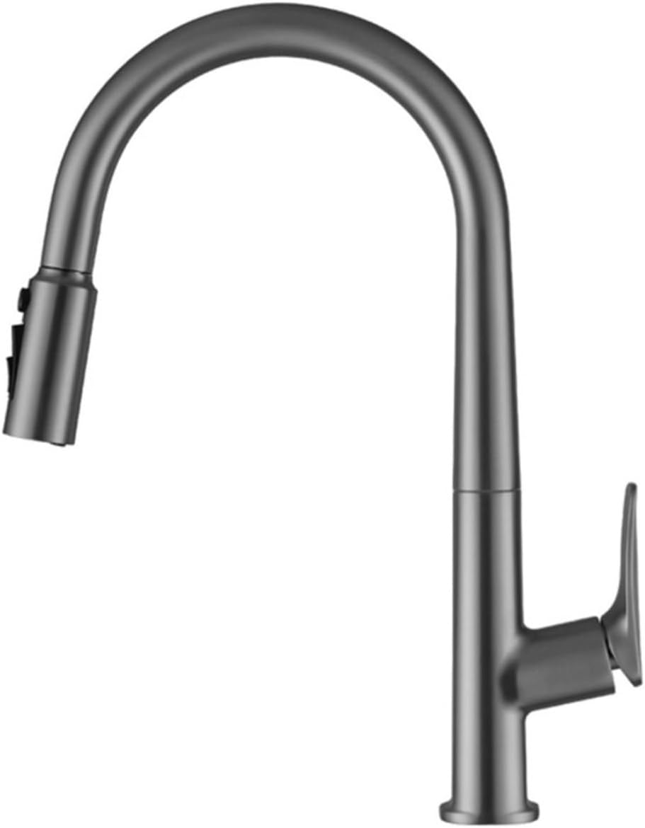 All Copper Kitchen 3-in-1 Hot and Cold Faucet Sink Sink Pull-Out Anti-Splash 2-Point Water Purifier Faucet(Gray)