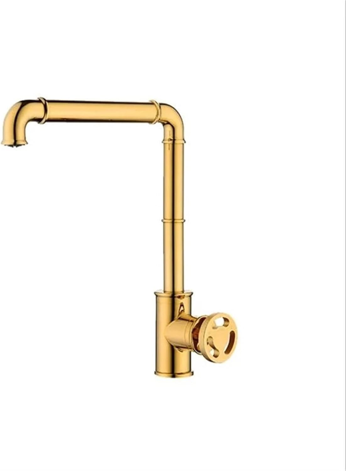 Kitchen Faucets Retro Industrial Style Brass Crane Bathroom Faucets 360 Rotate Hot and Cold Water Mixer Tap(Gold)