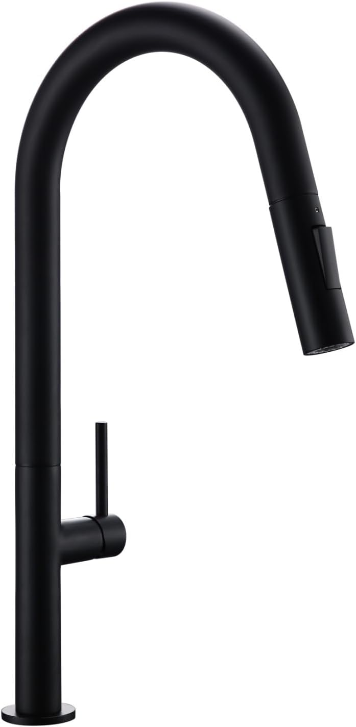 Brass Brushed Gold Black 360 Oegree Rotation Kitchen Hot and Cold Water Sink Taps Pull Out Spout Kitchen Faucet(Black)
