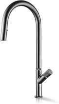 Pull-Out Kitchen Faucet 360 Rotation Hidden Nozzle Hot and Cold Water Sink Mixer Tap Deck Mounted Luxury Wash Tap(Gray)