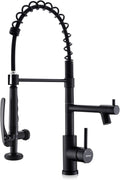 WEWE Black Kitchen Faucet with Pull Down Sprayer, Kitchen Sink Faucet with Pot Filler Single Handle Commercial High Arc Stainless Steel Matte Black for Bar Laundry RV Utility Sink