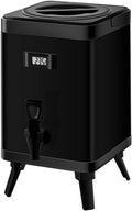 Stainless Steel Insulated Barrel,Double-Layer Insulation Barrel Container,with Faucet and Digital Display Temperature Screen, for Hot Water Milk Tea Coffee,White,8L (Black-6L
