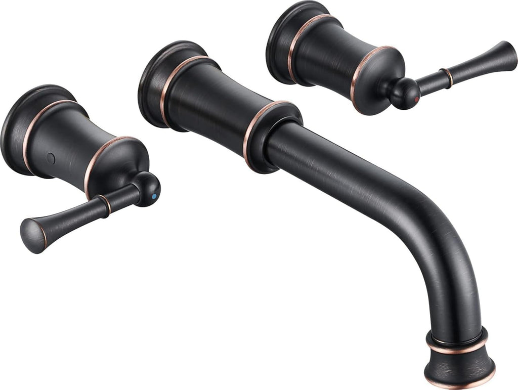 High Flow Wall Mount Tub Filler with Rough-in Valve, Wall Mount Brathtub Faucet, Brass Roman Tub Faucet 2 Handle Bathtub Faucet 360° Swivel Spout, Oil Rubbed Bronze(B2306-ORB)