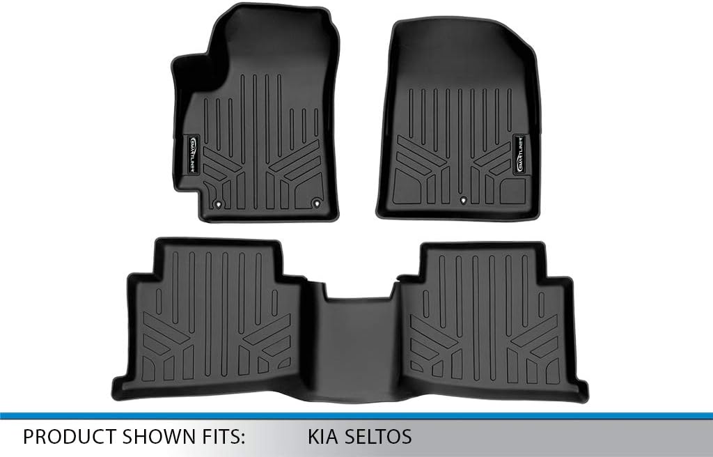 SMARTLINER All Weather Custom Fit Floor Mats 2 Row Liner Set Compatible with 2021-2023 Kia Seltos