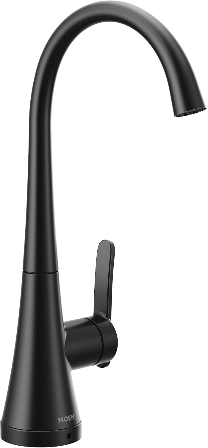 Moen S5535BL Sinema One-Handle High Arc Single Mount Beverage Faucet, Optional Water Filtration System Available (Sold Separately), Matte Black