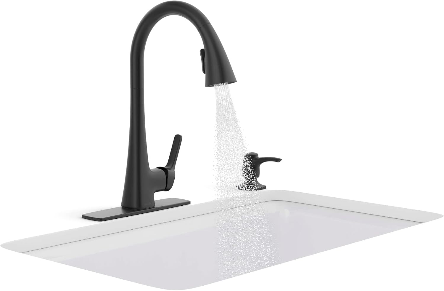 KOHLER R26281-SD-BL Maxton Touchless Pull-Down Kitchen Faucet with soap/Lotion Dispenser, Matte Black | Soap/Lotion Dispenser