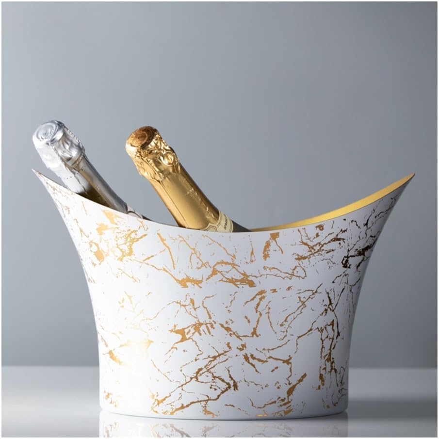 Ice Bucket, Stainless Steel Champagne Wine Ice Bucket Home Cooler Ice Buckets for Parties(White)