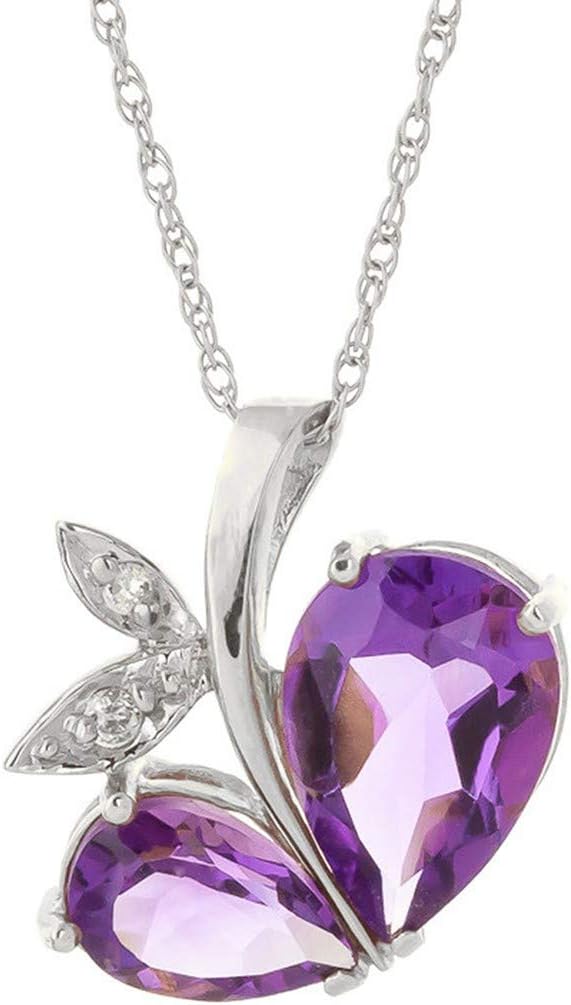 Galaxy Gold GG 4.06 CT. 14k Yellow Gold Modern Heart Necklace with Natural Diamonds and Amethysts