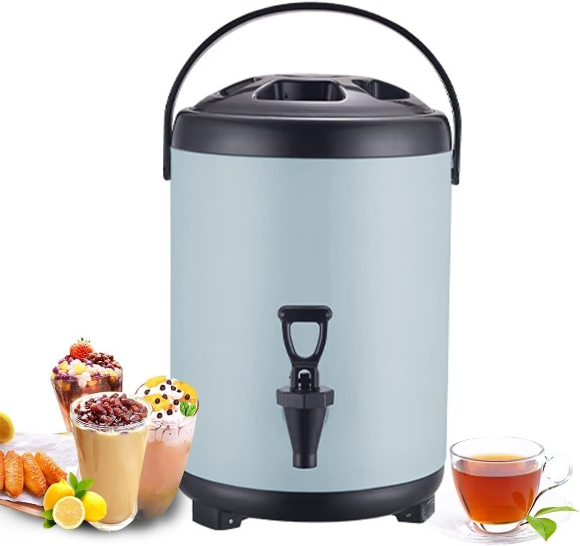 6L 8L 10L 12L Urn Boiler Hot and Cold Water Dispenser Stainless Steel Tea Hot Water Bottle with Faucet Portable Handle Large Capacity Sealing for Catering Office Hotels Party (Color : Blue, Size : 1