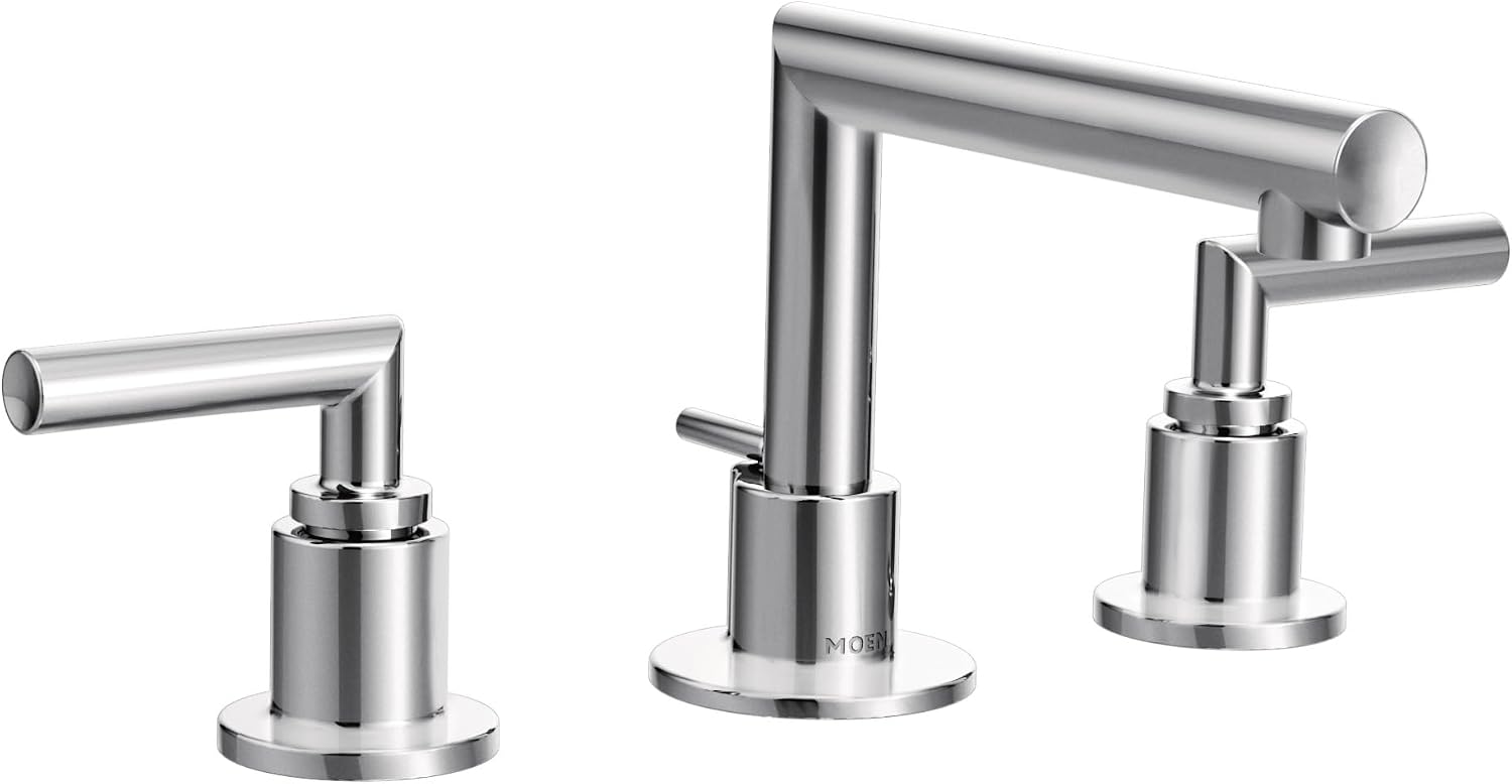 Moen TS43002 Arris Two-Handle Modern 8 in. Widespread Bathroom Faucet Trim Kit, Valve Required, Chrome