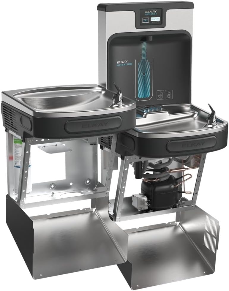 Elkay LZSTL8WSMP-PF Enhanced Filtered Bottle Filler & Bi-Level ADA Cooler Refrigerated Midnight Black PFOA/PFOS & Lead Reducing Drop Down Wrapper