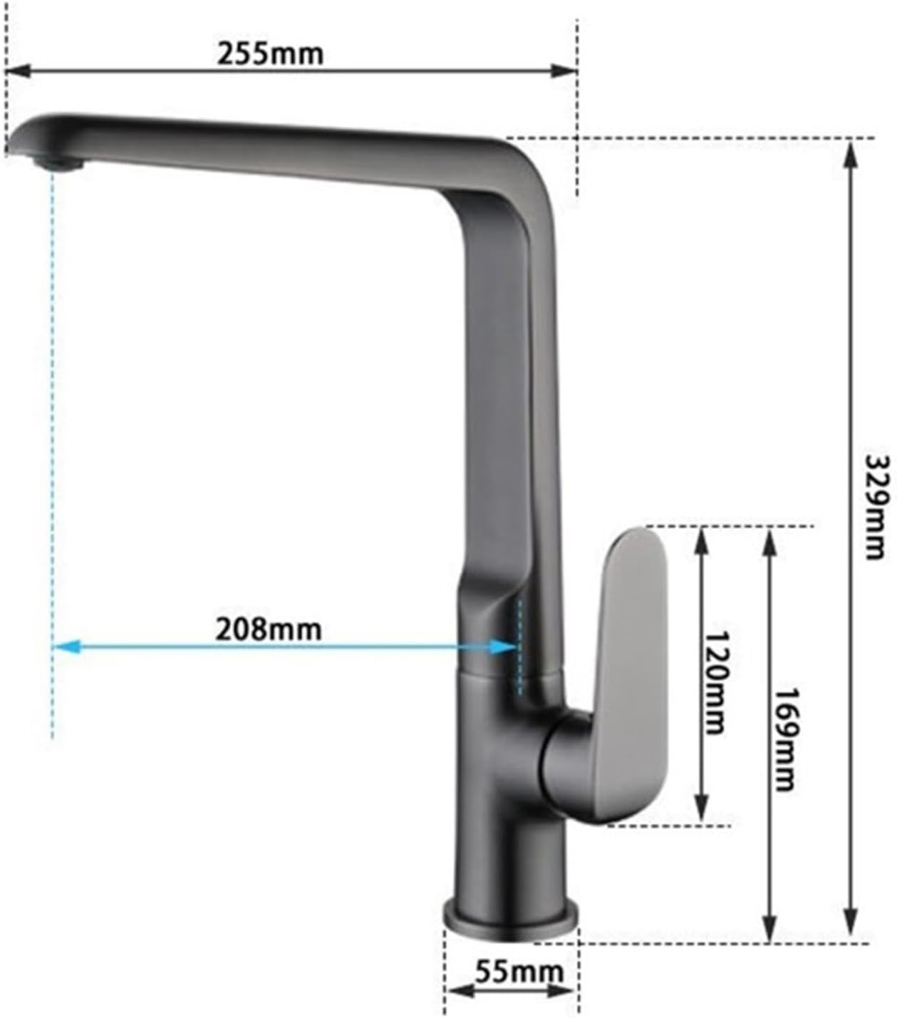 Kitchen Mixer Faucets Sink Taps Hot & Cold Brass Water Crane Single Handle Deck Mount Rotate Faucet(Gray)