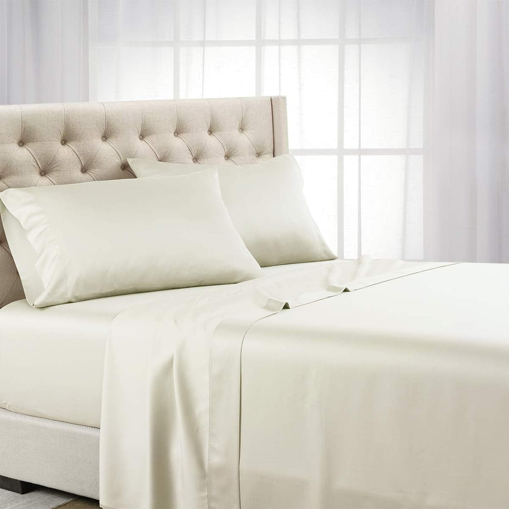 Royal Tradition Made in USA- Luxury 800 Thread Count Pure Cotton Bed Sheets Set (King Size-Ivory) Heavyweight Sateen Weave Linens