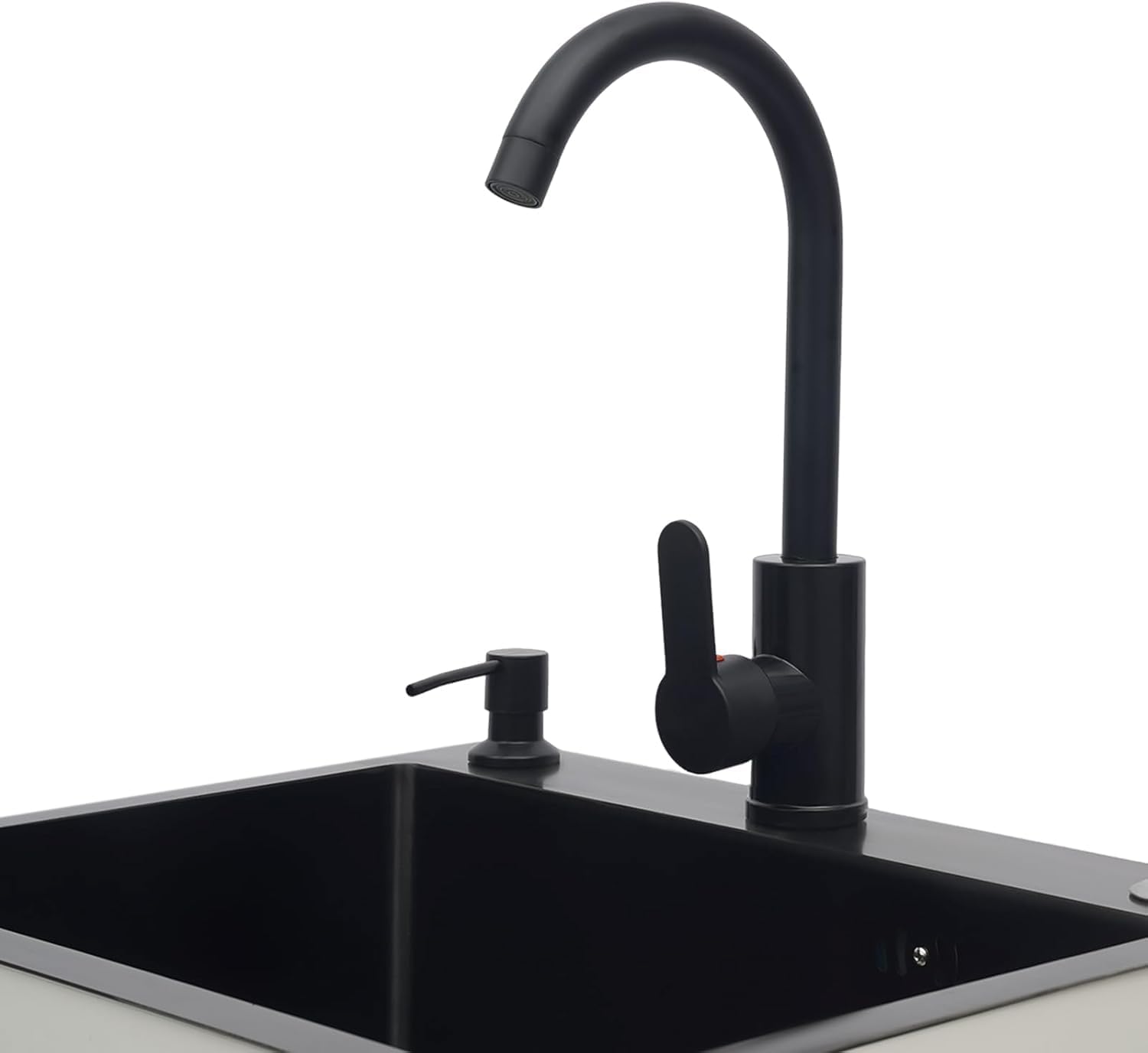 20-Inch Laundry Sink with Cabinet & 360° Swivel Hot/Cold Fauce, Freestanding Kitchen Sink Cabinet with Stainless Steel Sink & Drain Kit, White Cabinet with Sink for Laundry&Utility Room