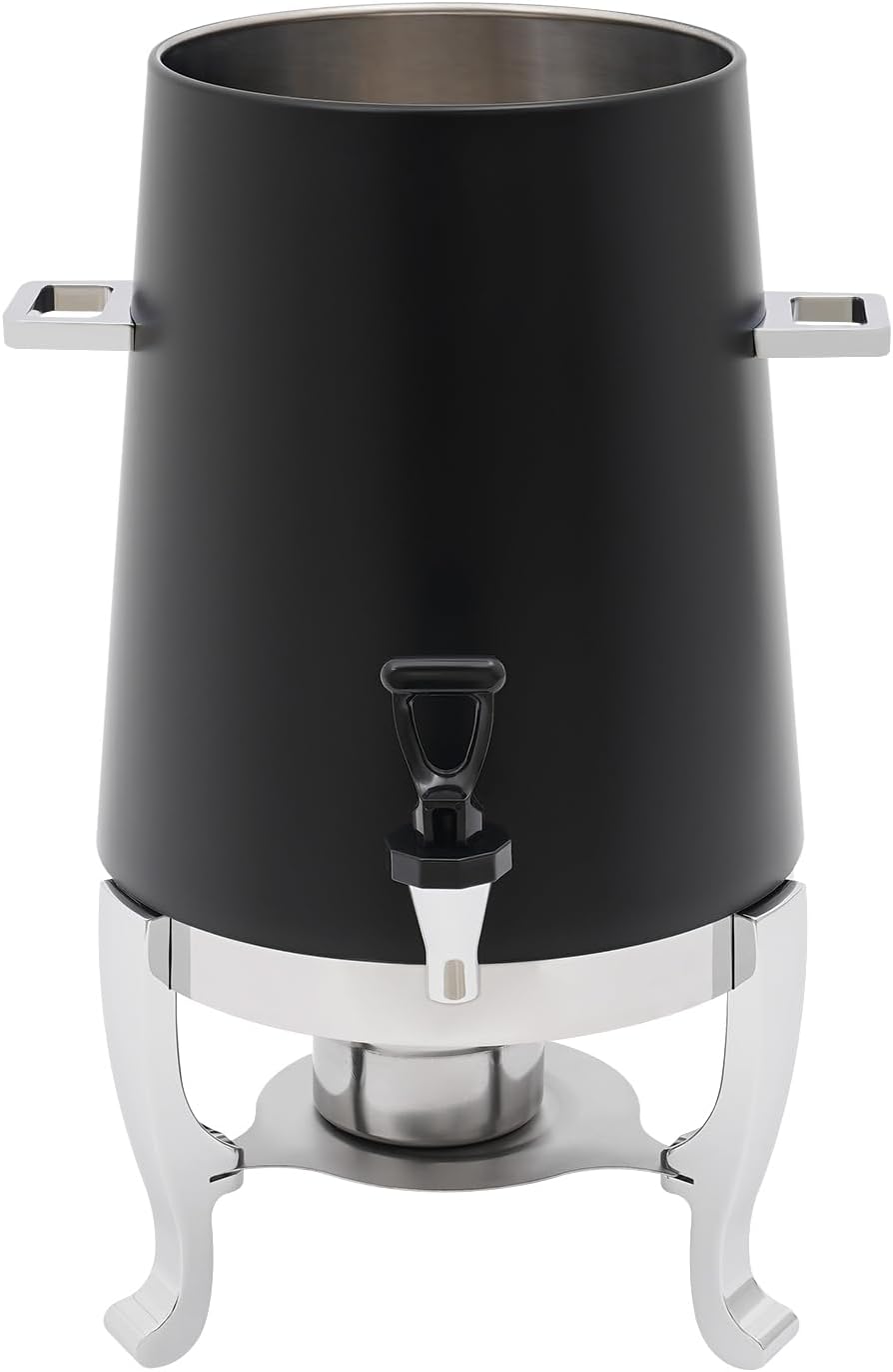 Coffee Urn With Fuel Holder, 3.5 Gallon/13L Stainless Steel Beverage Dispensers for Coffee Tea Hot Water, Hot Drink Dispenser with Stand, Chafer Urn with Spigot for Parties Catering (Black)