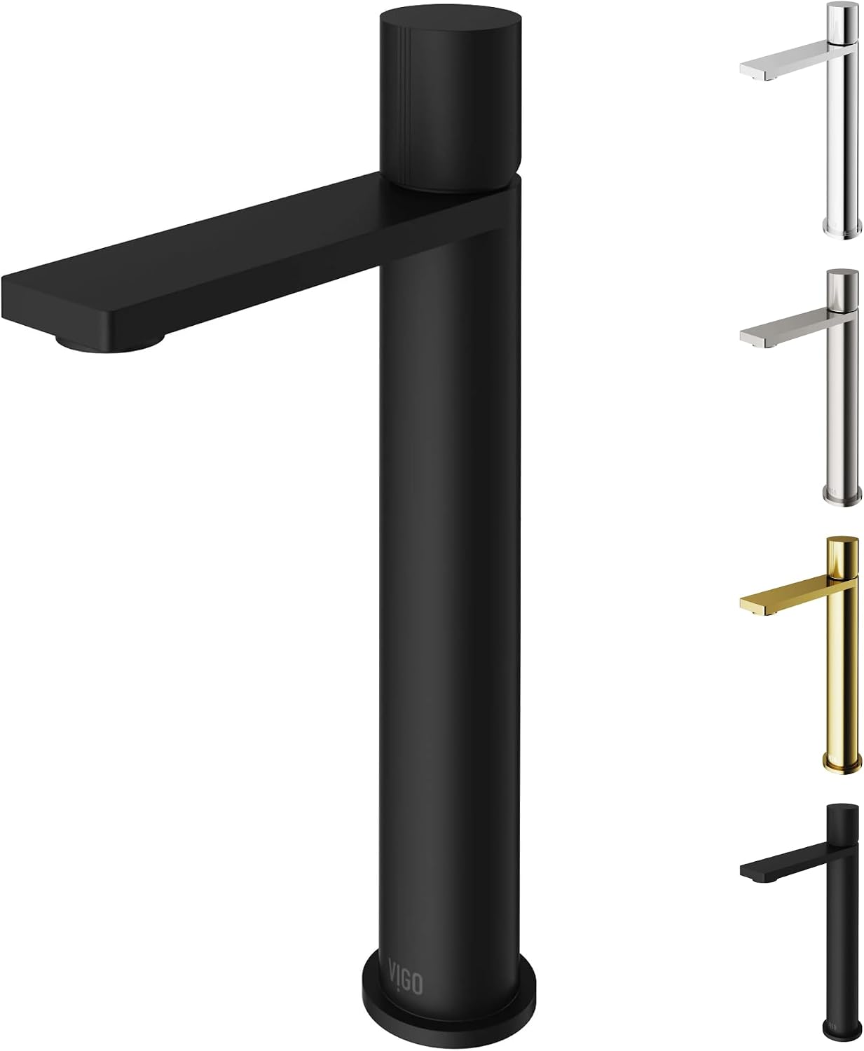 VIGO Gotham Single-Handle Single-Hole Mount Vessel Bathroom Sink Faucet, 12-Inch, Matte Black, Modern Design, Solid Brass, 1.2 GPM WaterSense & Ceramic Disc Valve, Corrosion-Resistant