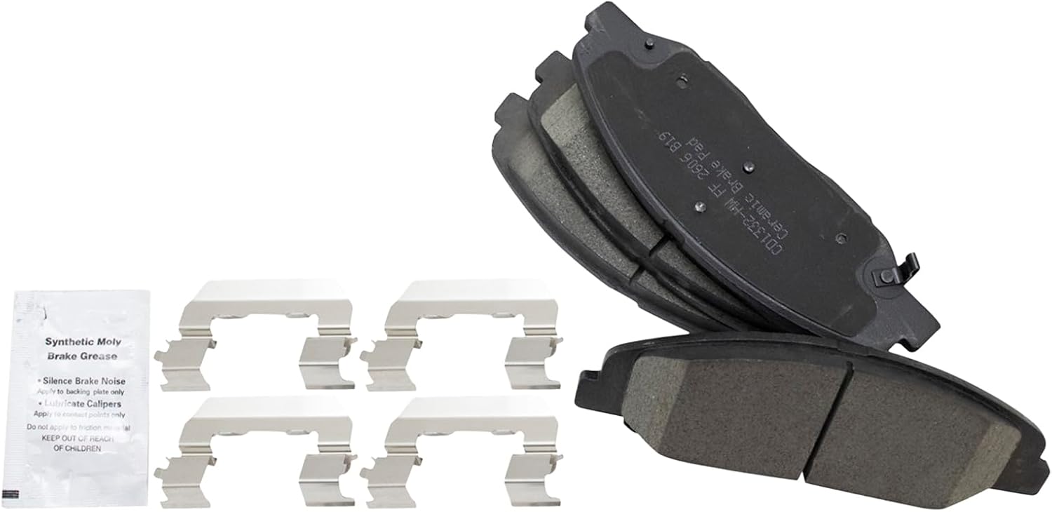 TRQ Performance Front Brake Pad and Rotor Set Ceramic Coated Drilled Slotted Vented Rotors Compatible with 2008-2014 Cadillac CTS