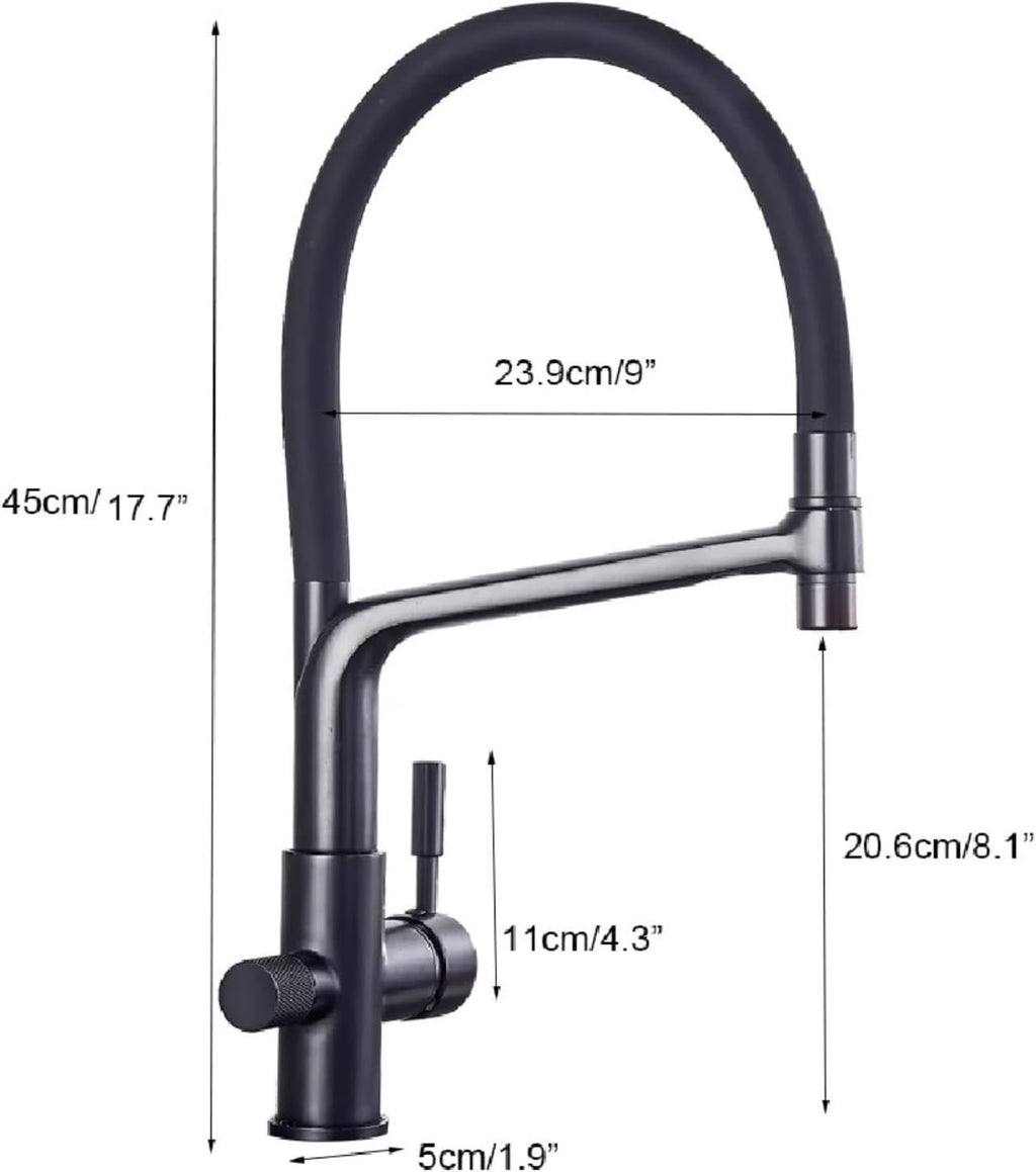 Filter Kitchen Faucet Dual Spout Drinking Water Faucet Mixer 360 Degree Rotation Hot Cold Water Tap(Golden)