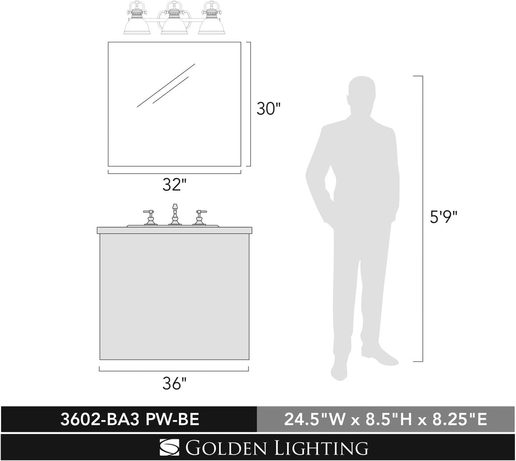 Golden Lighting 3602-BA3 CH-BK Duncan Bath Fixture, Chrome with Black Shades