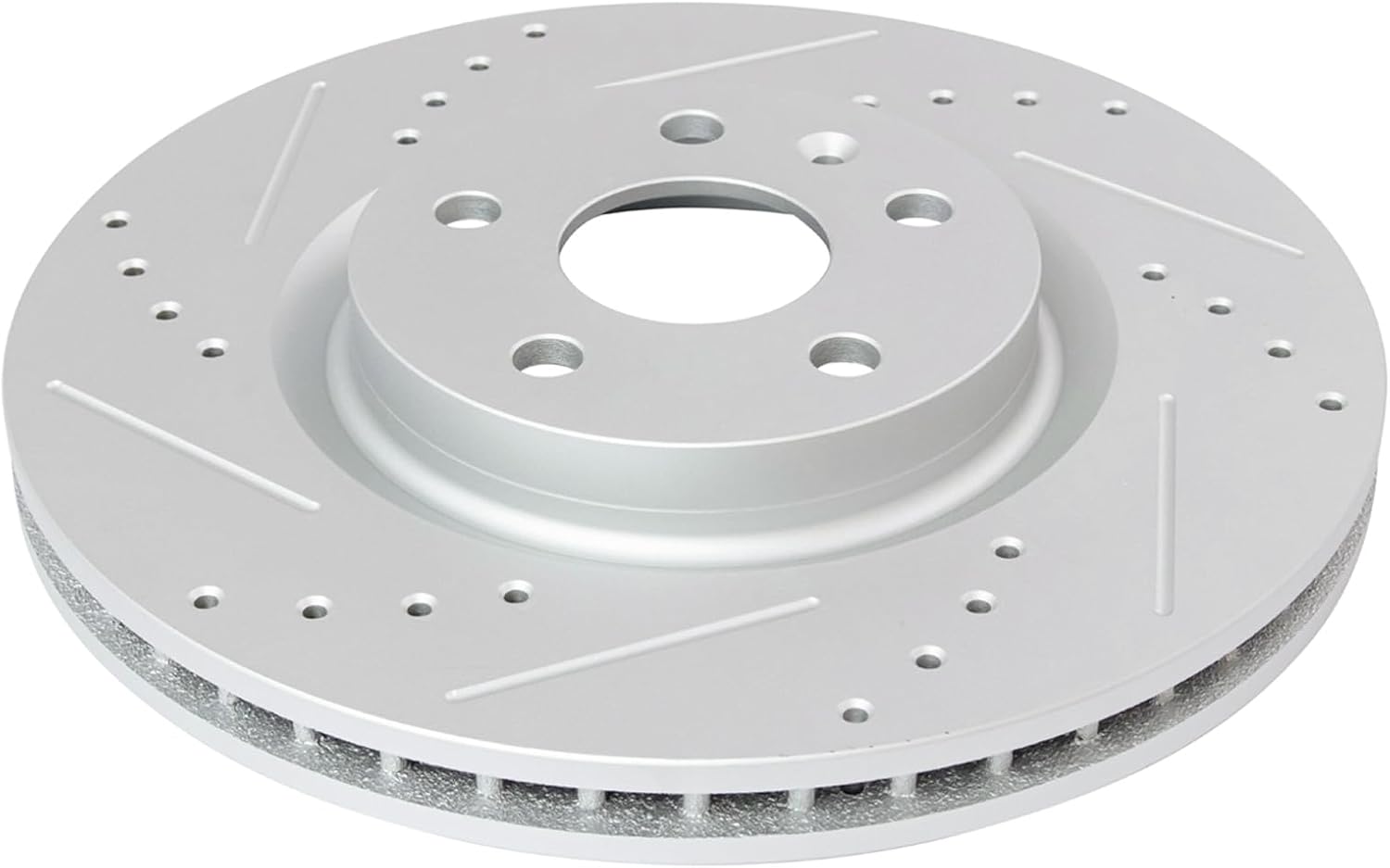 TRQ Performance Front Brake Pad and Rotor Set Ceramic Coated Drilled Slotted Vented Rotors Compatible with 2008-2014 Cadillac CTS