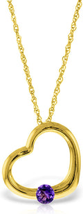 Galaxy Gold GG 14K Gold Open Heart Purple Amethyst Pendant Necklace