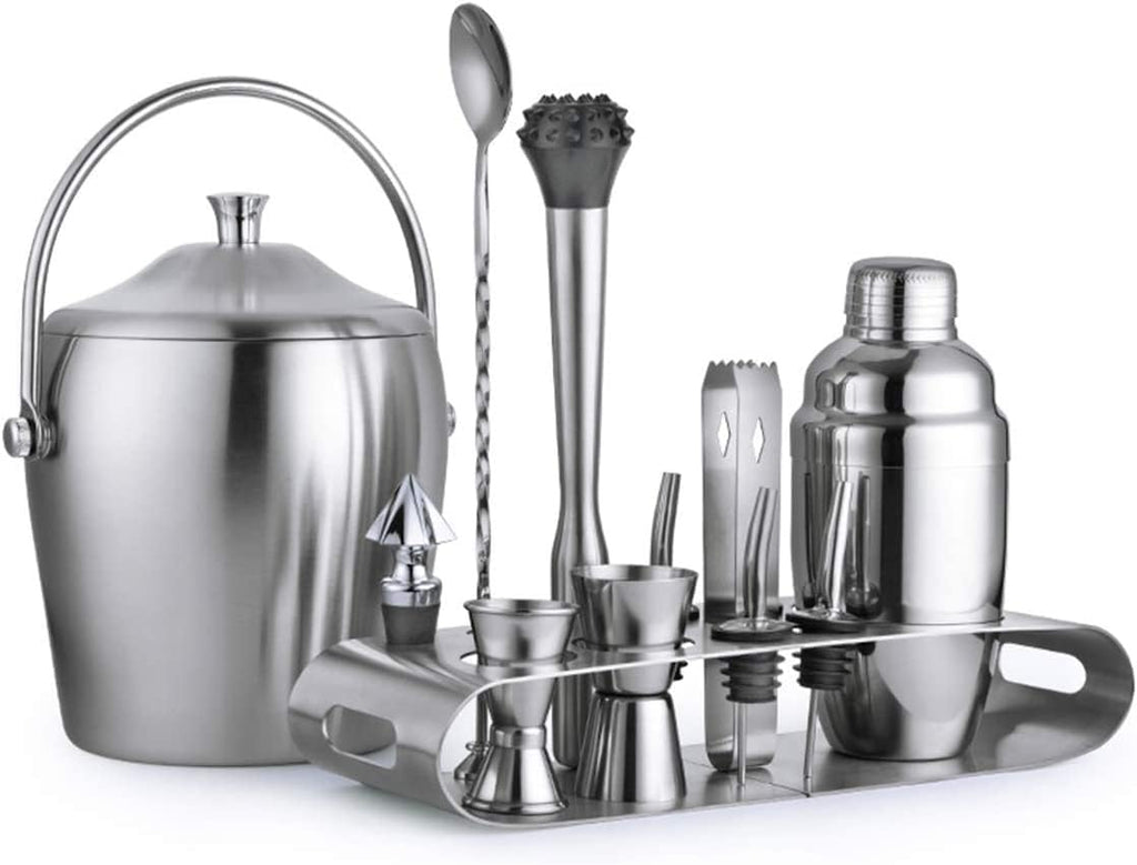 Bar Set 13-Piece Wine and Cocktail Mixing Bar Set–Bartender Kit W/Essential Barware Tools - Stainless Steel Shaker, Ice Bucket, Muddler, Double Sided Jigger/750Ml