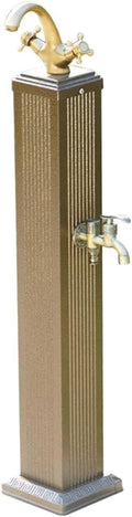Square Water Column Garden Antifreeze Water Tap Hot and Cold Water Hose Stand with Faucet Outdoor Floor Mounted Fountain Hydrant(Bronze)
