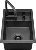 Ruvati 20 inch Gunmetal Black Stainless Steel RV Sink With Concealed Faucet and Soap Dispenser - RVH8272BL