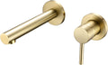 SUMERAIN Brushed Gold Bathroom Faucet Brass Wall Mount Faucet Single Handle with Rough in Valve