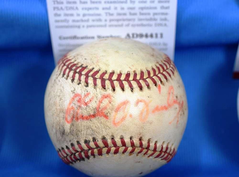 Charlie O Finley Signed Psa Dna Game Used Macphail American Lea Baseball Auto - MLB Game Used Baseballs