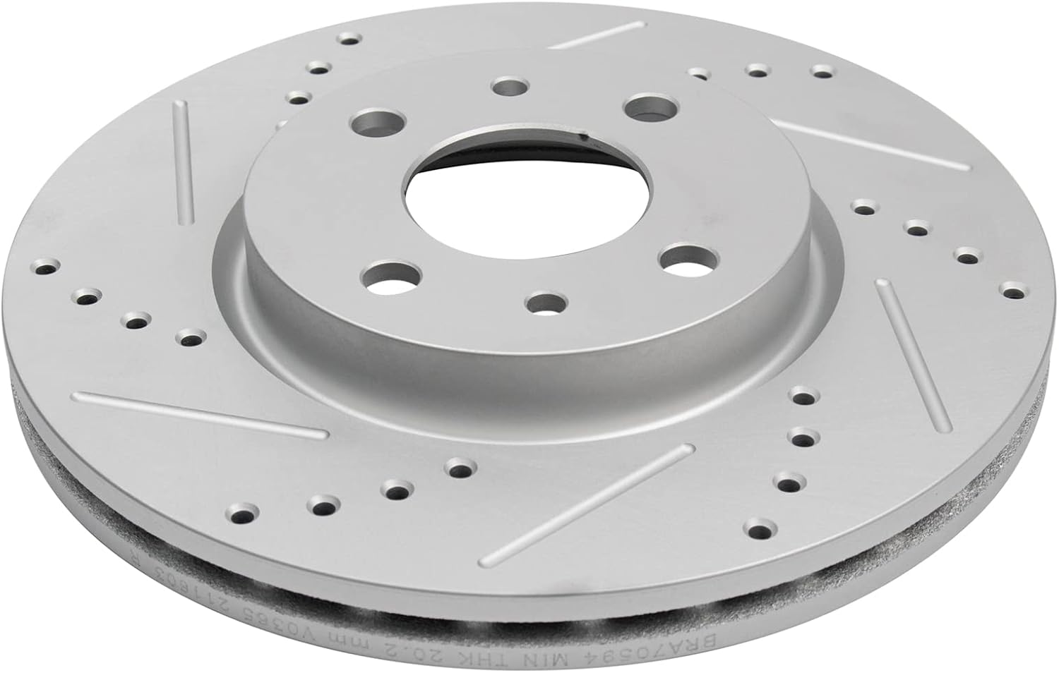 TRQ Performance Front Brake Pad and Rotor Set Ceramic Drilled Slotted G Coated Rotors Compatible with 2012-2017 Fiat 500