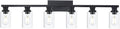 6 Light Classic Bathroom Vanity Lighting Fixture,Matte Black Indoor Metal Wall Mount Light Over Mirror with Clear Glass Shade