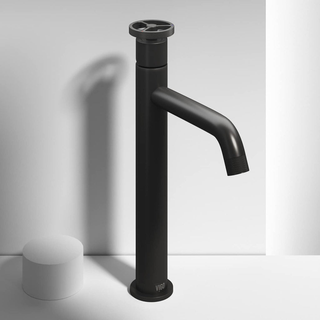 VIGO Cass Single-Handle Single-Hole Mount Vessel Bathroom Sink Faucet, 12-Inch, Matte Black, Modern Design, Solid Brass, 1.2 GPM WaterSense & Ceramic Disc Valve, Corrosion-Resistant