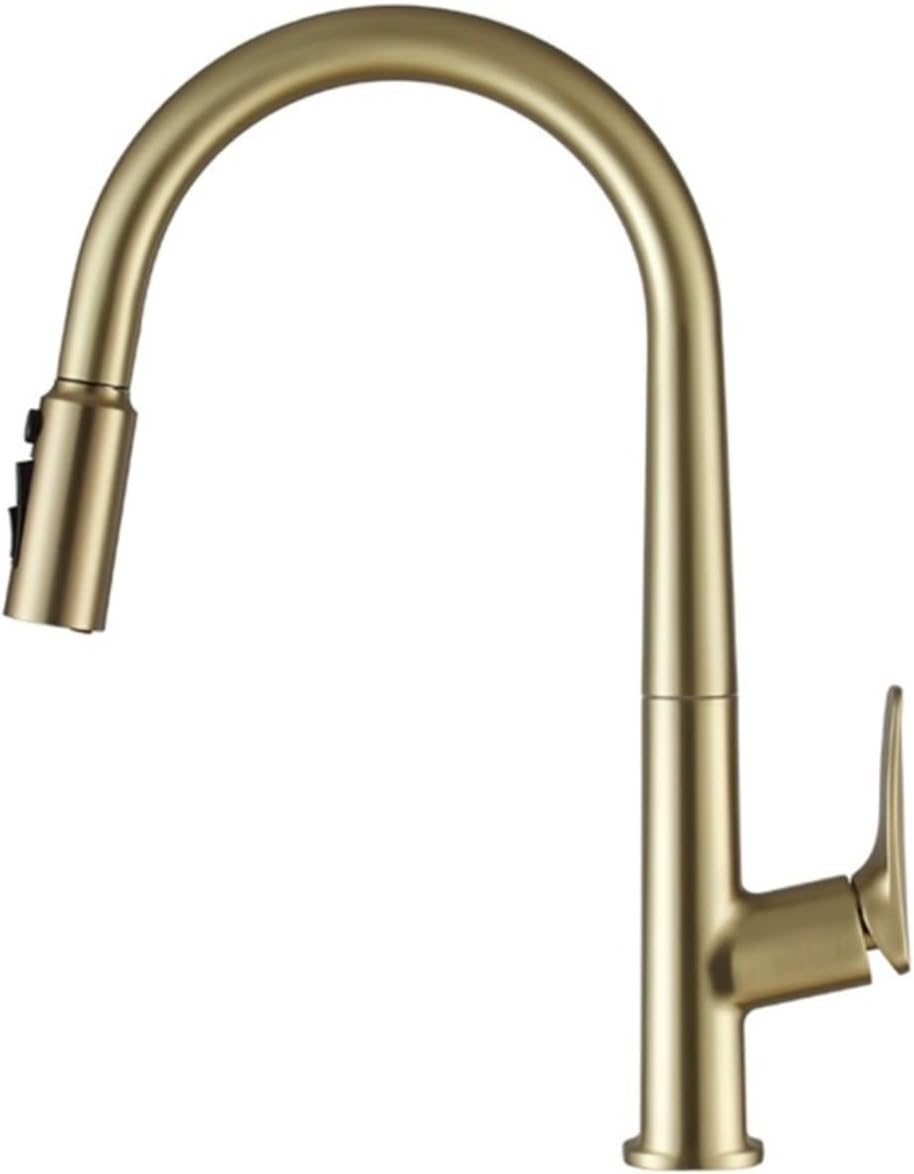 All Copper Kitchen 3-in-1 Hot and Cold Faucet Sink Sink Pull-Out Anti-Splash 2-Point Water Purifier Faucet(Brushed Gold)