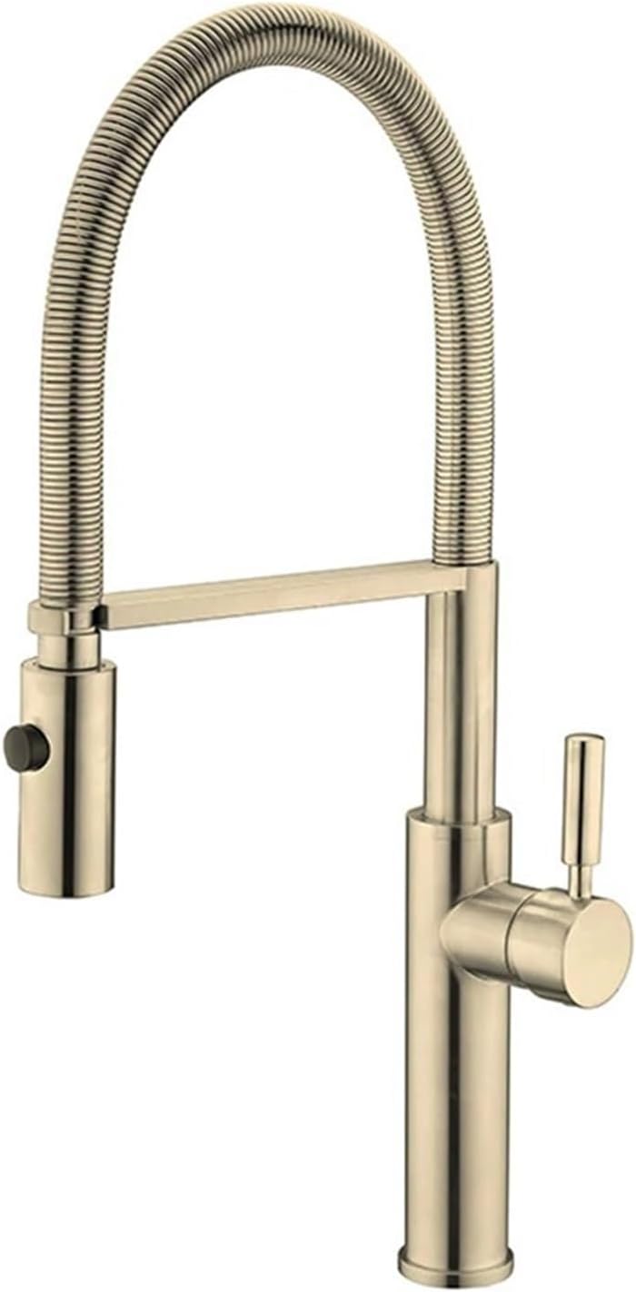 Kitchen Faucets Kitchen Sink Single Lever Pull Out Spring Spout Mixers Tap Hot Cold Water Crane(Gray)