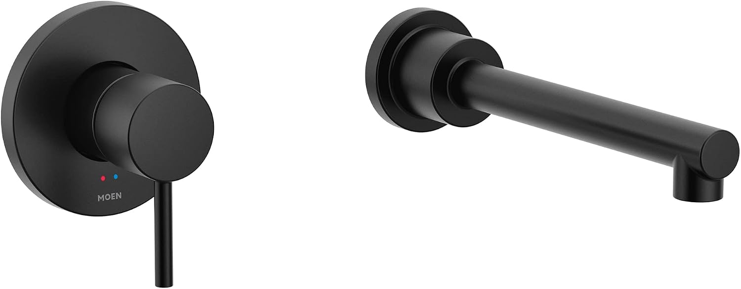 Align Matte Black Single Handle Wall Mount Tub Filler High Flow Tub Faucet with 10' Spout Reach, WT391BL
